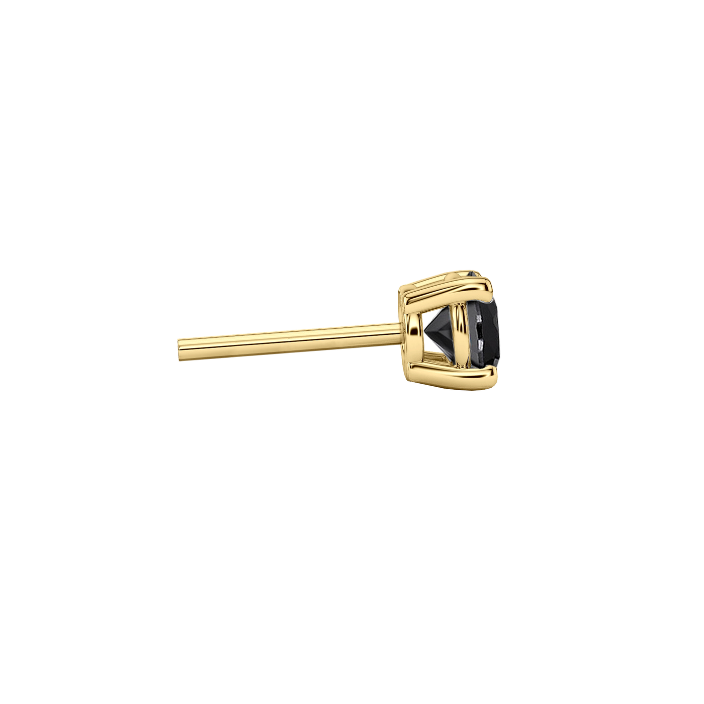 brinco stud, ouro amarelo, diamantes negros