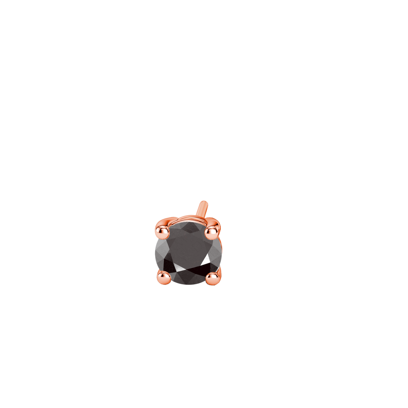Brinco Masculino de Diamante Negro, Ouro Rosa - 1 Lado (aprox 25 pontos)