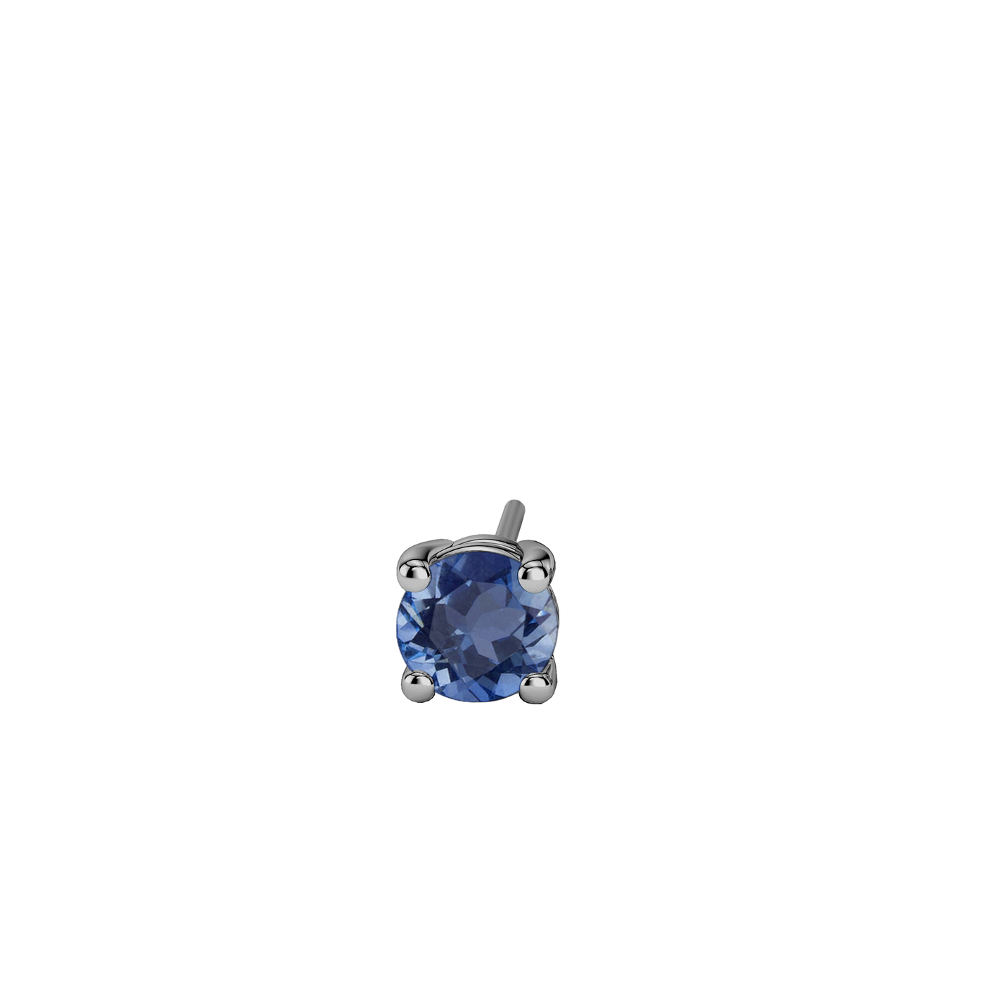Brinco Masculino de Safira Azul, Ouro Negro Paladinado - 1 Lado (aprox 4,0 mm)