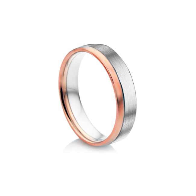 Aliança Ouro Rosé e Branco - MONACO 5,0 mm