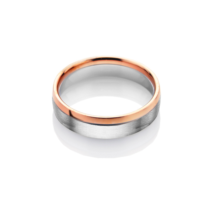 Aliança Ouro Rosé e Branco - MONACO 5,0 mm