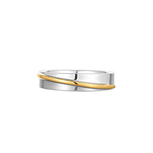 Aliança de Casamento Ouro Branco com Fio de Ouro Amarelo - ARC