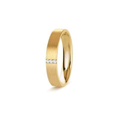 Aliança Ouro Amarelo com Diamantes - ONE S Fosco