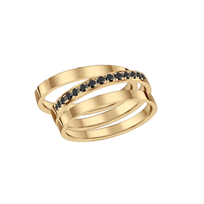 Anéis de Ouro Amarelo e Diamantes Negros (COMPOSÉE)