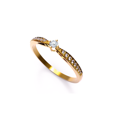 anel noivado ouro amarelo diamantes