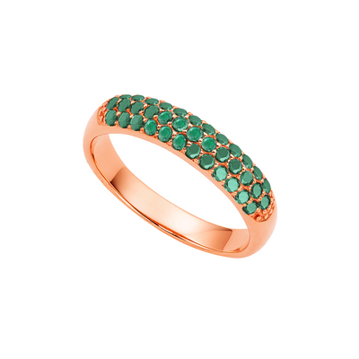 anel esmeraldas verdes, ouro rosa