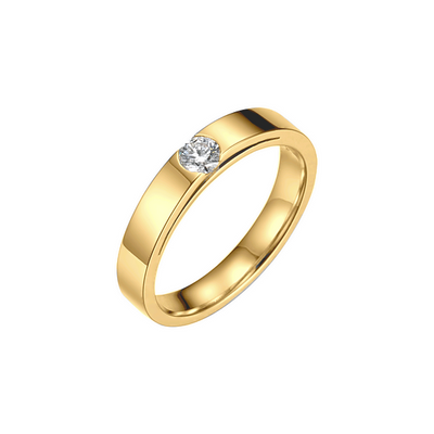 anel moderno ouro amarelo com diamante