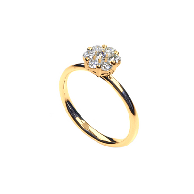 anel de diamantes ouro amarelo - FLEUR
