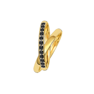 Anel de Diamantes Negros Ouro Amarelo - INFINITY