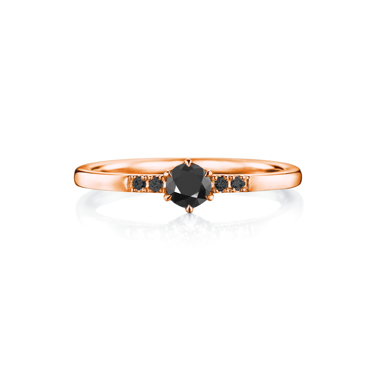 anel noivado ouro rosa com diamantes negros