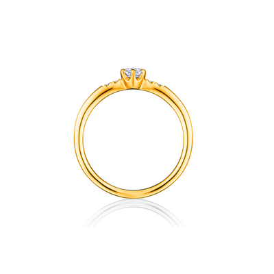 anel noivado ouro amarelo e brilhantes