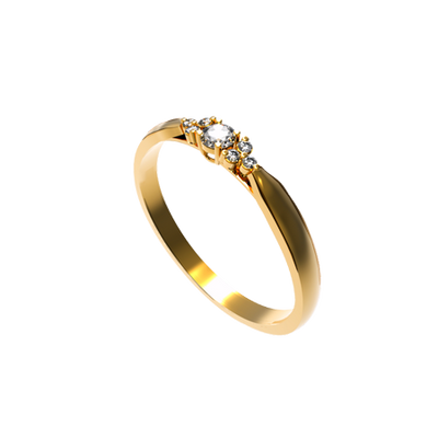 anel de noivado ouro amarelo com diamantes