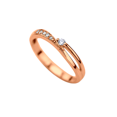 anel de diamantes ouro rosa