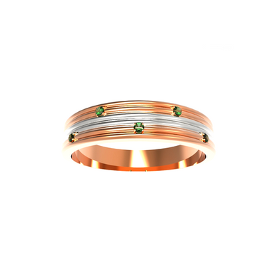 anel de esmeraldas ouro rosa e branco