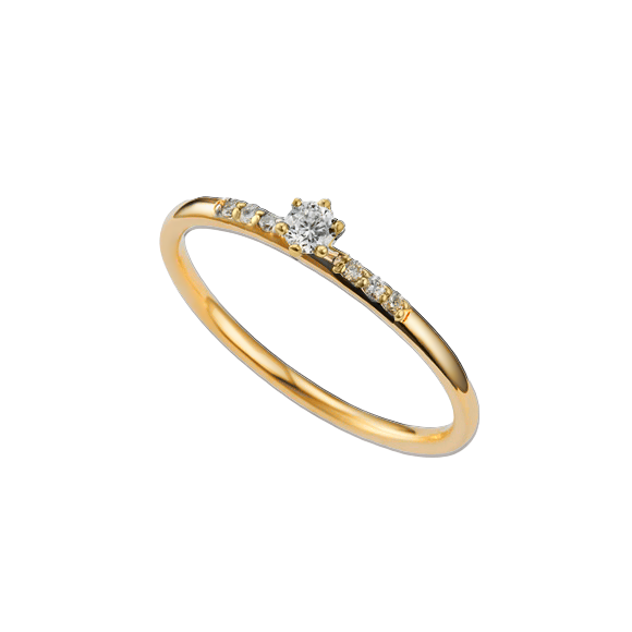 anel de pedido noivado ouro amarelo e diamantes