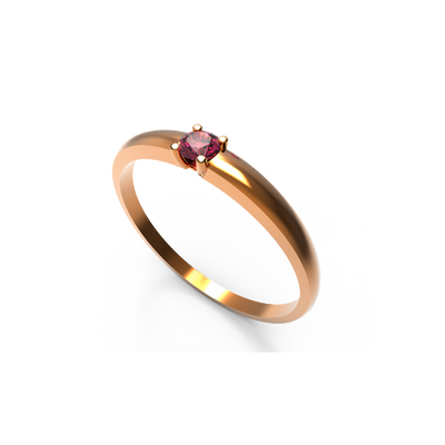 anel solitario ouro rosa com rubi central