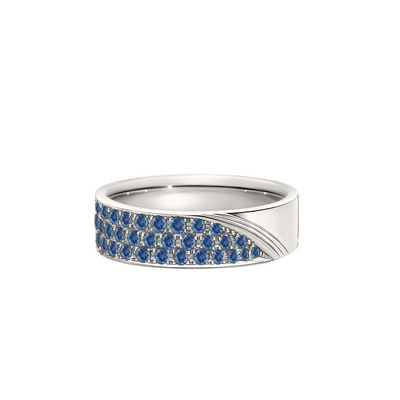 anel de safiras azuis e ouro branco