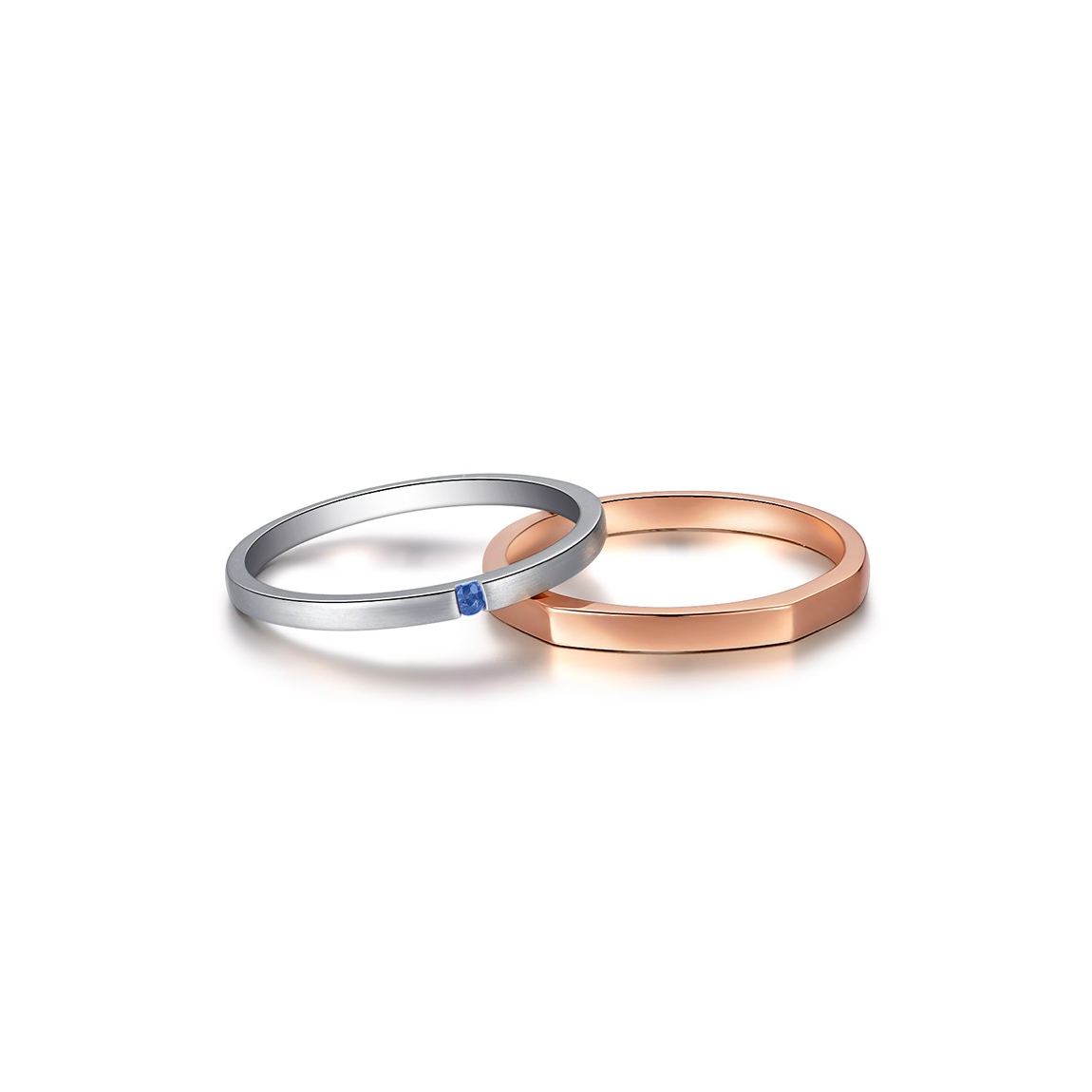 composição de anéis ouro branco e rosa