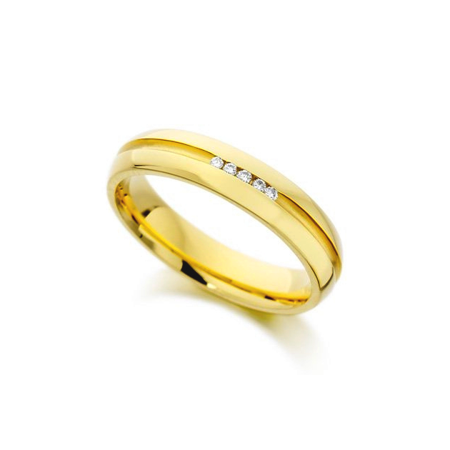 anel de diamantes em ouro amarelo