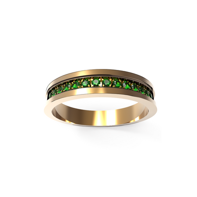 lindo anel ouro amarelo e esmeraldas verdes