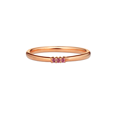 anel formatura fino, ouro rosa e rubis