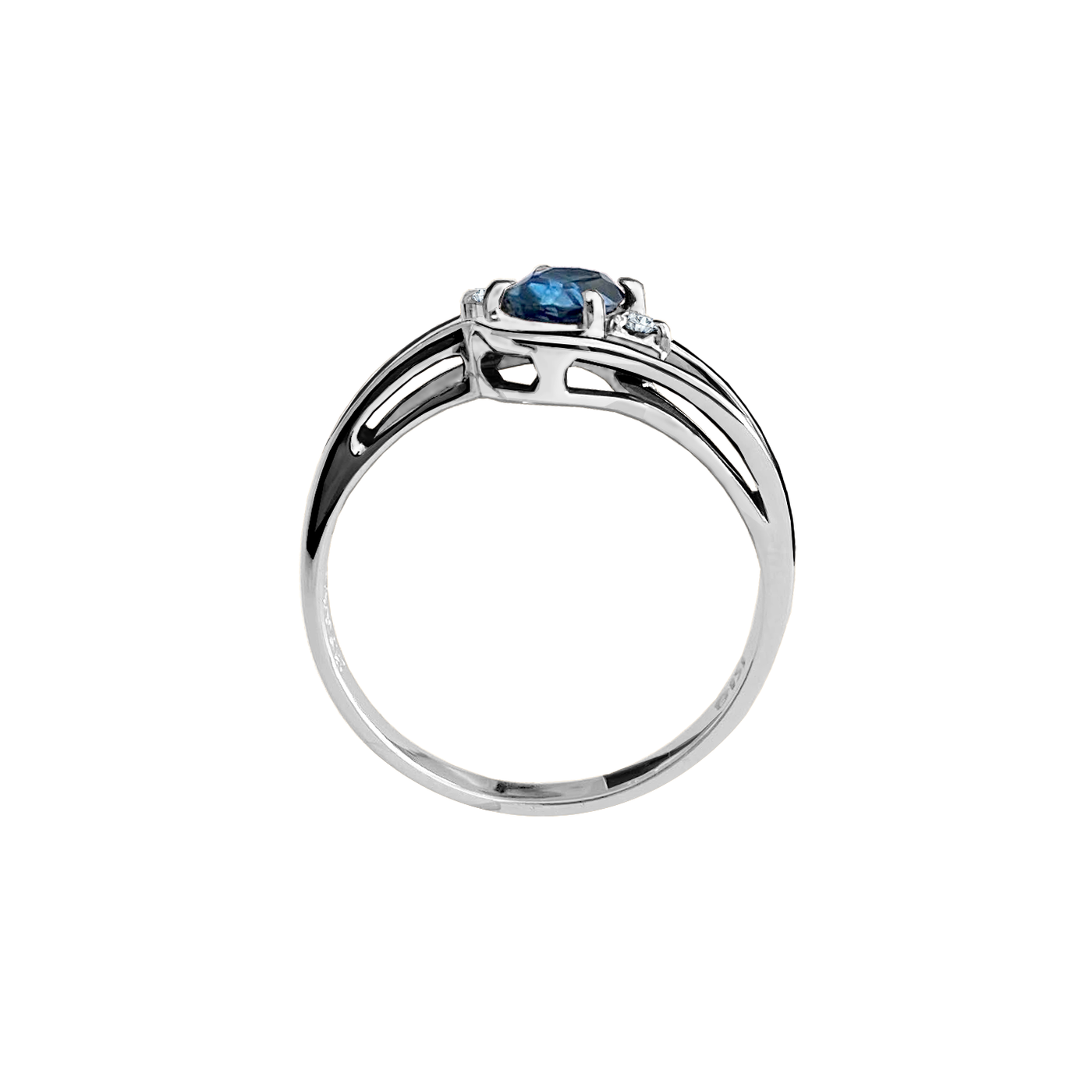 anel safira azul oval
