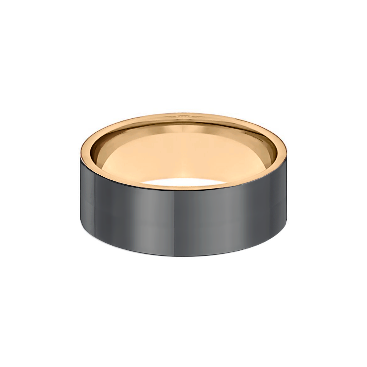 anel masculino 7,0 mm ouro negro e amarelo