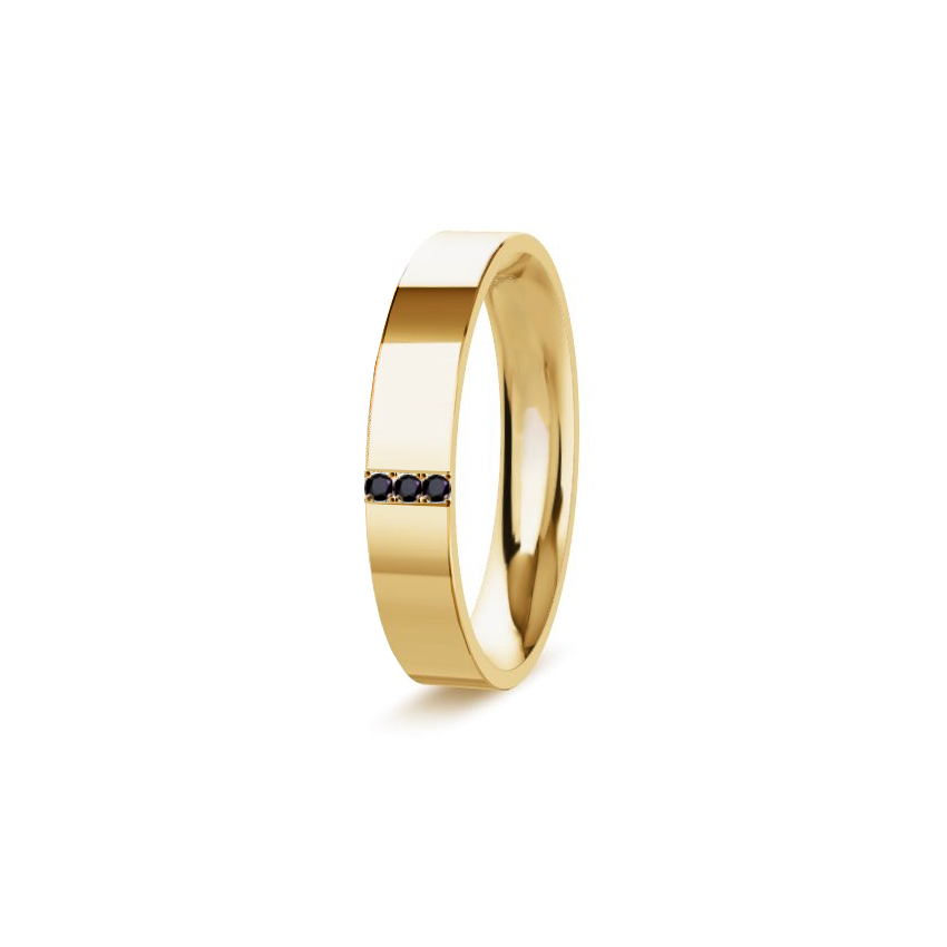 Anel Masculino Ouro Amarelo e Diamantes Negros - ONE