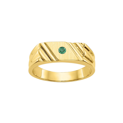 anel masculino ouro amarelo, esmeralda verde