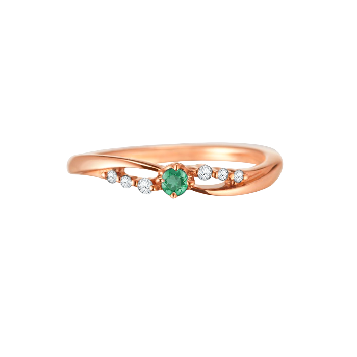 anel ouro rosa, esmeralda e diamantes