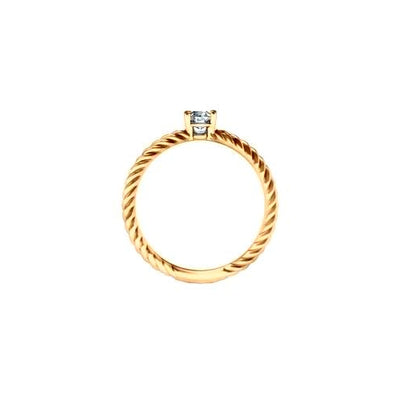 Anel Solitário com Diamante em Ouro Amarelo - ENTRELAÇADO