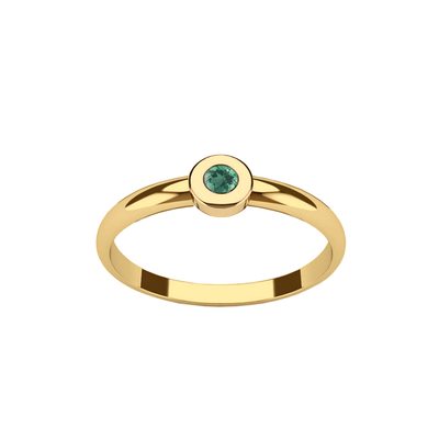 anel solitario de esmeralda, ouro amarelo 18k
