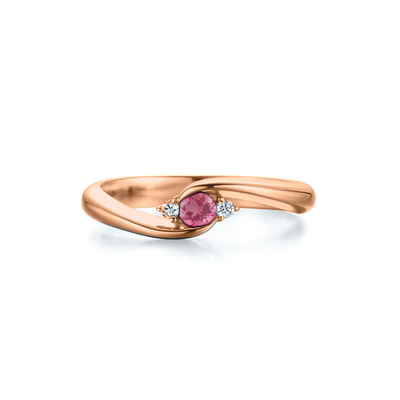 anel solitario de rubi e diamantes, ouro rosa