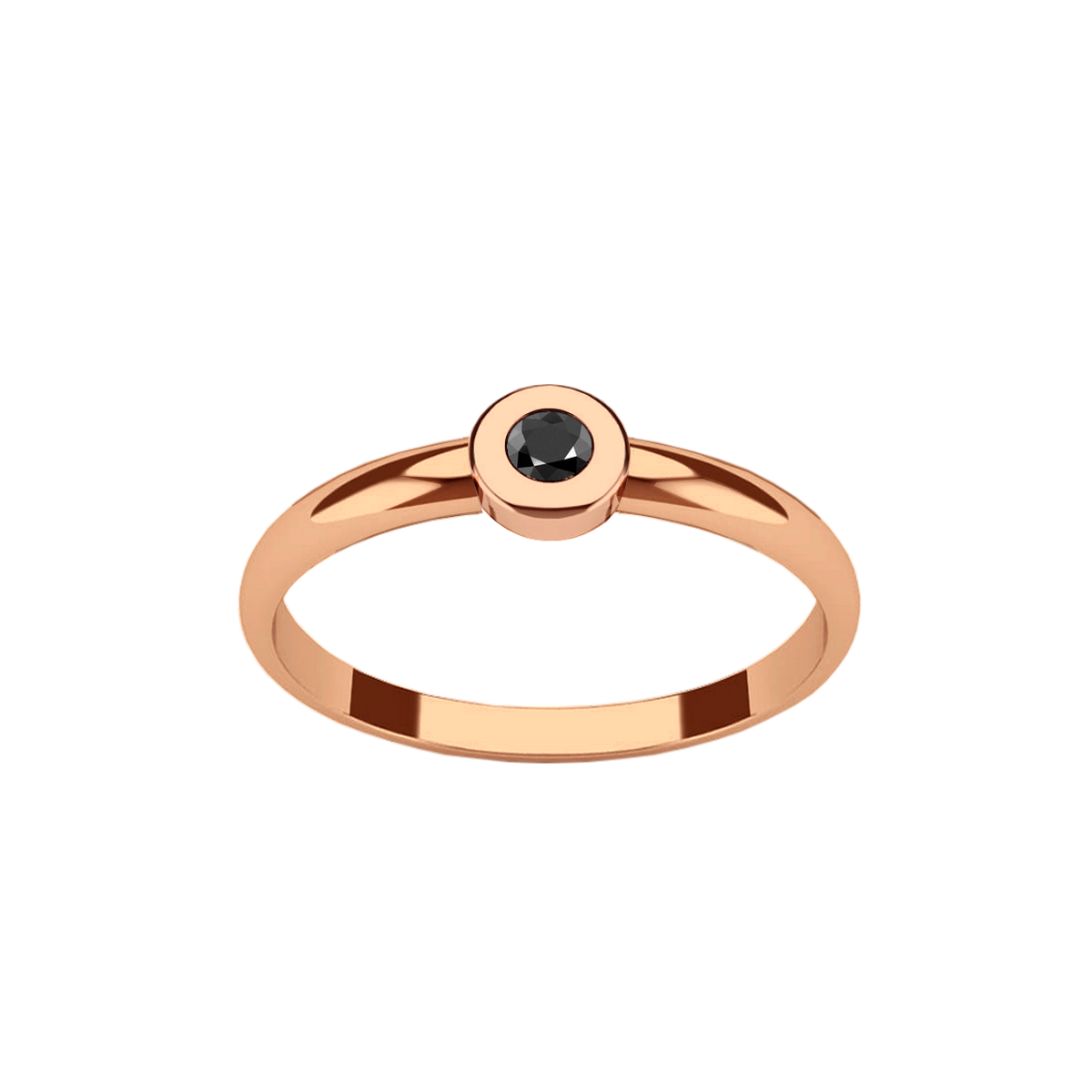 anel solitario diamante negro, ouro rosa 18k