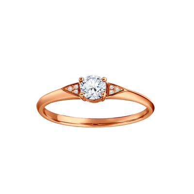 anel solitario de diamantes ouro rosa, 4 garras