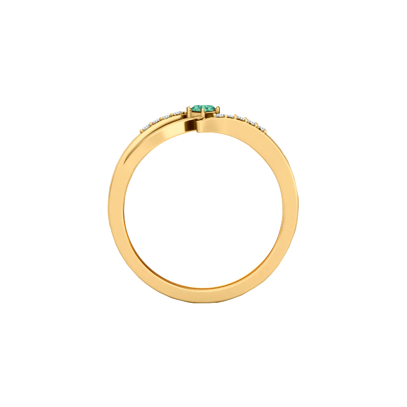 anel solitario ouro amarelo gema verde