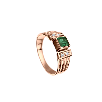 Anel Turmalina Verde Quadrada e Diamantes, Ouro Rosa (CS Quadrado)