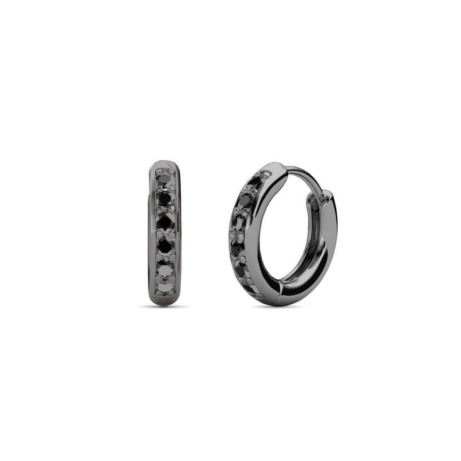 Brinco Argola Masculino Diamantes Negros e Ouro Negro - ARGOLA PAVÉ