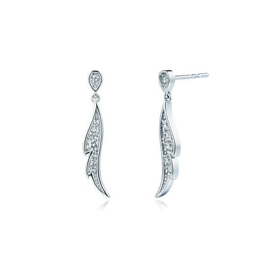 Brinco de ouro branco e diamantes - PLUME