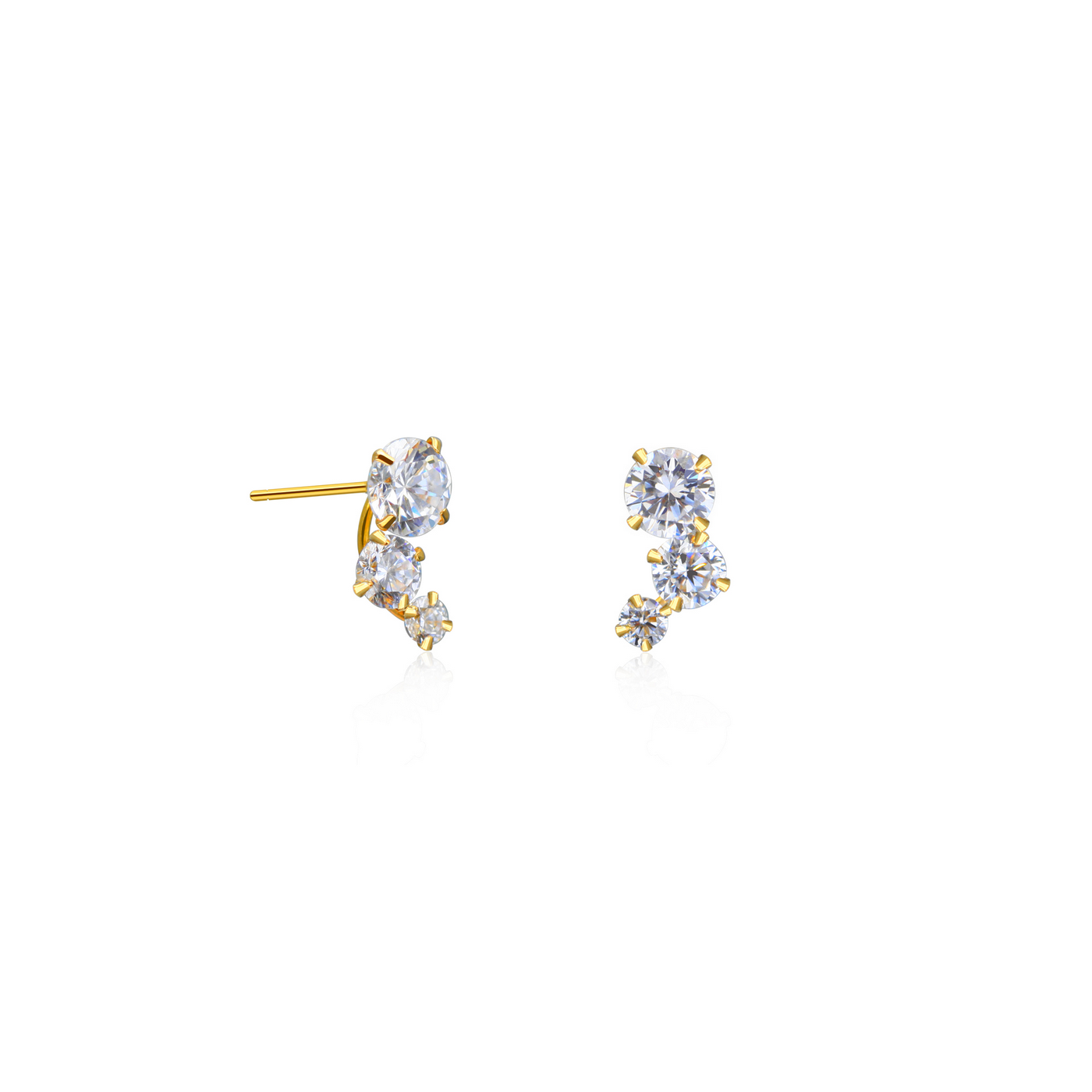 Brinco de Diamantes em Ouro Amarelo - STUDS TRIO