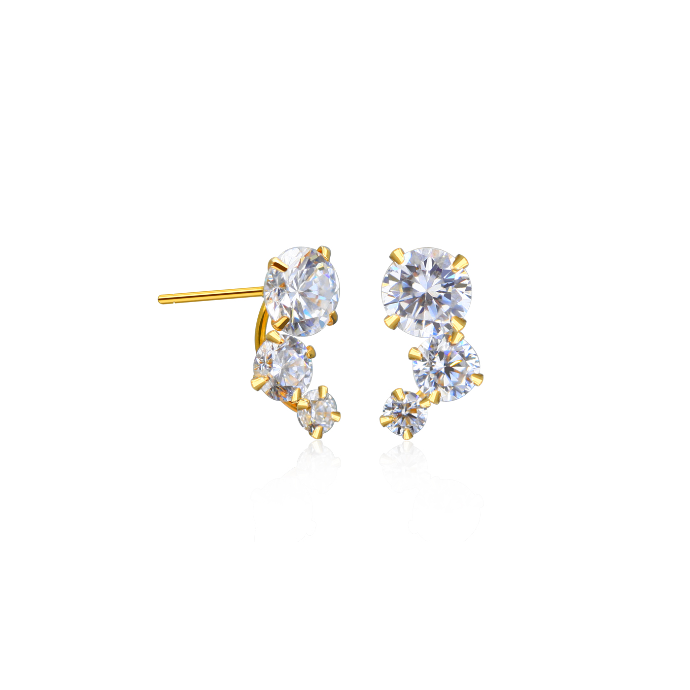 Brinco de Diamantes em Ouro Amarelo - STUDS TRIO