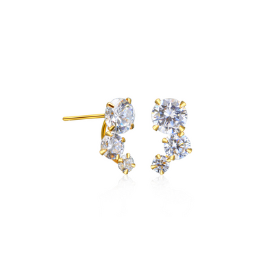 Brinco de Diamantes em Ouro Amarelo - STUDS TRIO