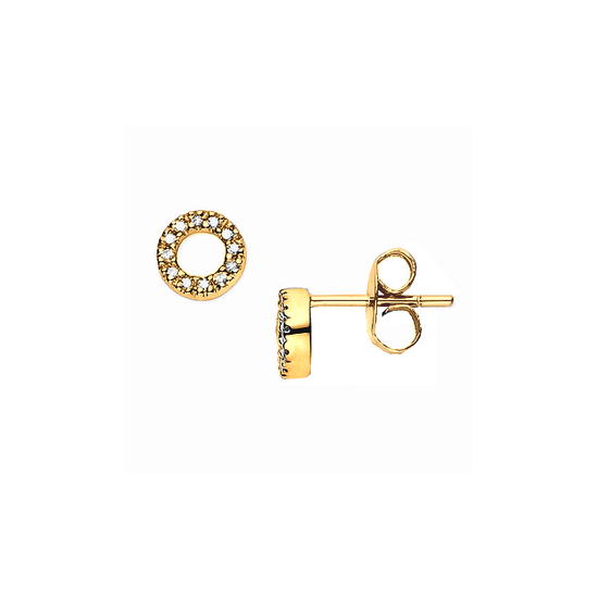 Brinco em Ouro Amarelo com diamantes - STUDS CIRCULAR