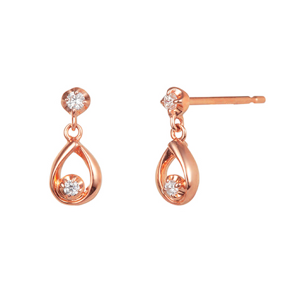 BRINCO GOTA OURO ROSA COM DIAMANTES - DROPS