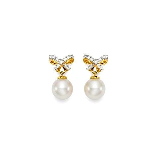 Brinco Laço com Pérolas em Ouro Amarelo - LACE
