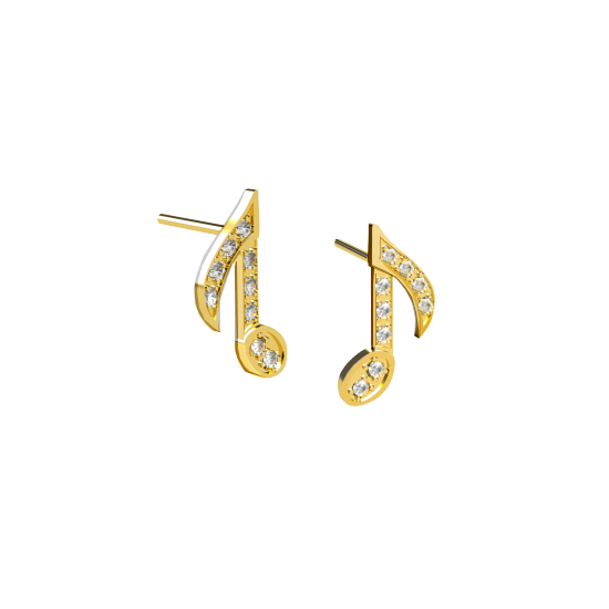 Brinco Notas Musicais Ouro Amarelo - MUSICAL