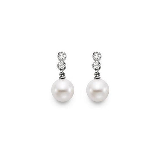 Brinco Pérolas com Diamantes em Ouro Branco - CLASSIC xl