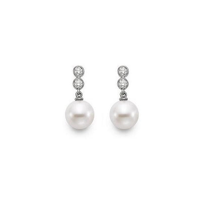 Brinco Pérolas com Diamantes em Ouro Branco - CLASSIC xl