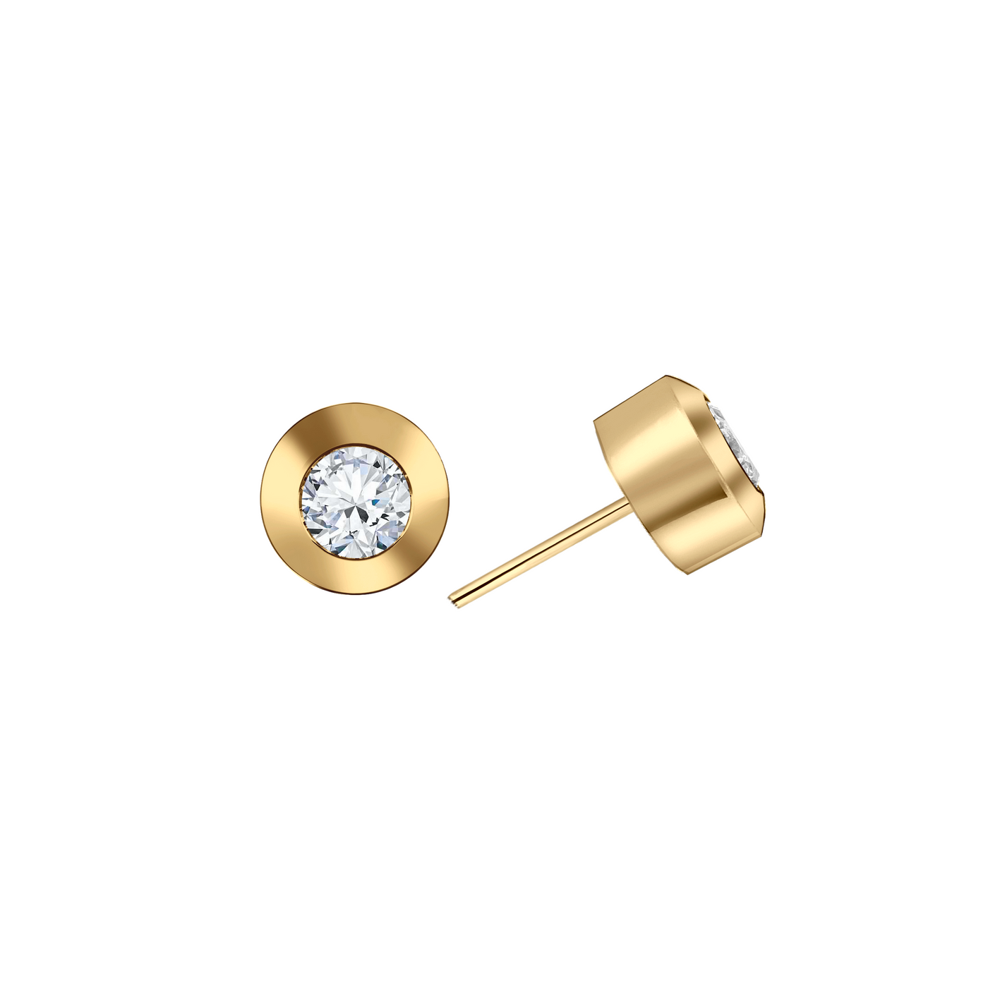 Brinco Ponto de Luz em Ouro Amarelo com Diamantes - STUDS INGLESA