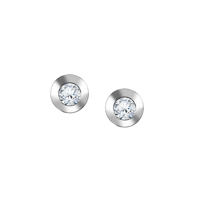 Brinco Ponto de Luz em Ouro Branco com Diamantes - STUDS INGLESA